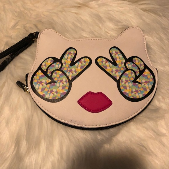 peace sign kitty cat coin purse wristlet - Picture 1 of 4